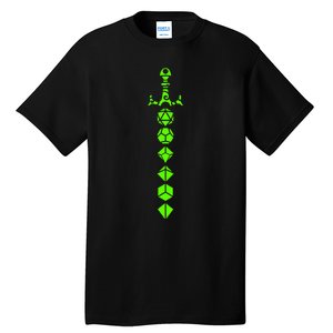 Nerdy Polyhedral Dice Set Sword Geeky Minimalist D20 Tall T-Shirt