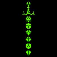 Nerdy Polyhedral Dice Set Sword Geeky Minimalist D20 16 in Basic Backpack