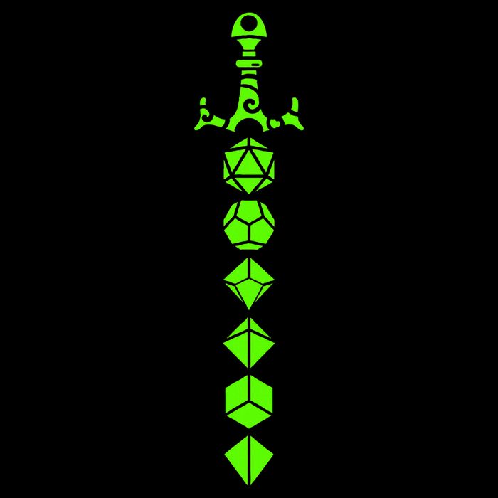 Nerdy Polyhedral Dice Set Sword Geeky Minimalist D20 16 in Basic Backpack