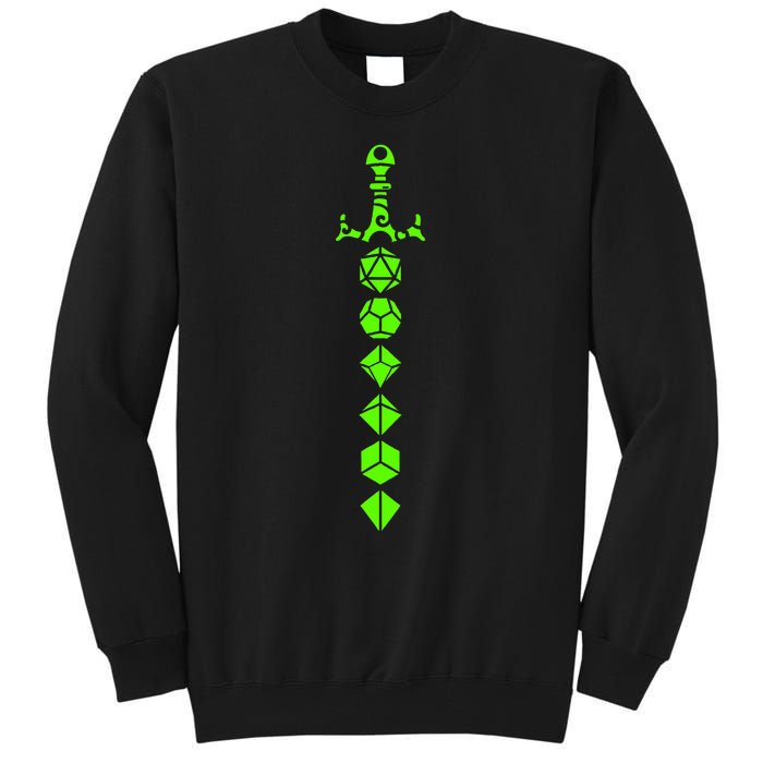 Nerdy Polyhedral Dice Set Sword Geeky Minimalist D20 Tall Sweatshirt