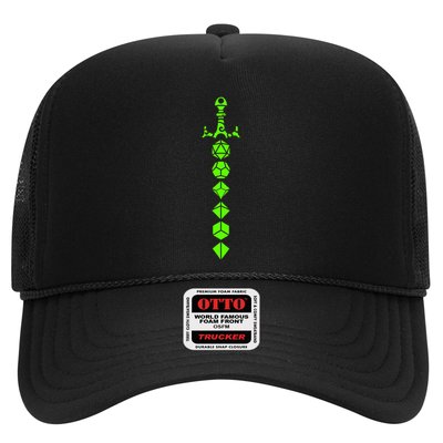 Nerdy Polyhedral Dice Set Sword Geeky Minimalist D20 Trucker Hat