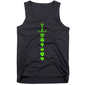 Nerdy Polyhedral Dice Set Sword Geeky Minimalist D20 Tank Top