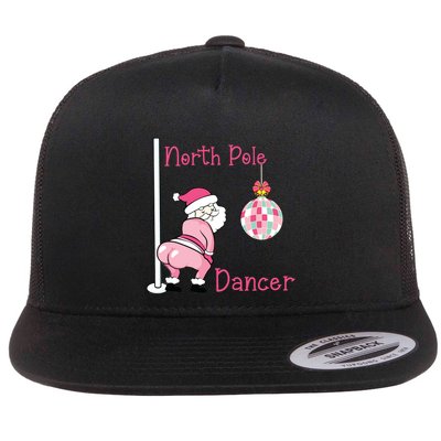 North Pole Dancer Christmas Party Funny Santa Flat Bill Trucker Hat