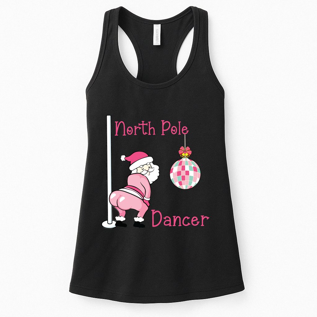 North Pole Dancer Christmas Party Funny Santa Womens Tank Top