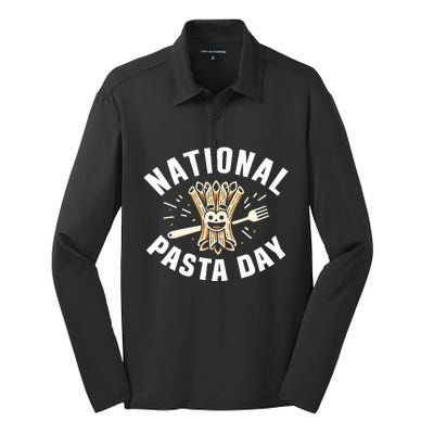 National Pasta Day Lovers Design For Foodies Funny Pasta Silk Touch Performance Long Sleeve Polo