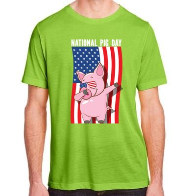 National Pig Day Dabbing Usa Flag Gift Adult ChromaSoft Performance T-Shirt