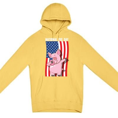 National Pig Day Dabbing Usa Flag Gift Premium Pullover Hoodie