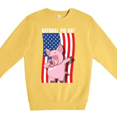 National Pig Day Dabbing Usa Flag Gift Premium Crewneck Sweatshirt