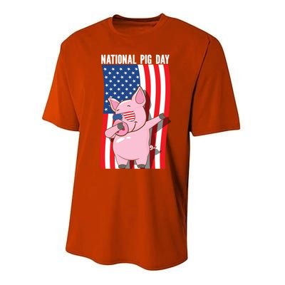 National Pig Day Dabbing Usa Flag Gift Performance Sprint T-Shirt