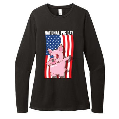 National Pig Day Dabbing Usa Flag Gift Womens CVC Long Sleeve Shirt