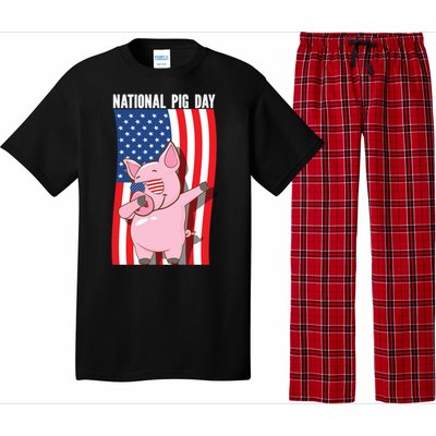 National Pig Day Dabbing Usa Flag Gift Pajama Set