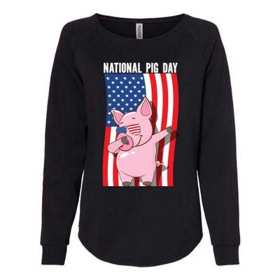 National Pig Day Dabbing Usa Flag Gift Womens California Wash Sweatshirt