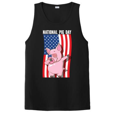 National Pig Day Dabbing Usa Flag Gift PosiCharge Competitor Tank