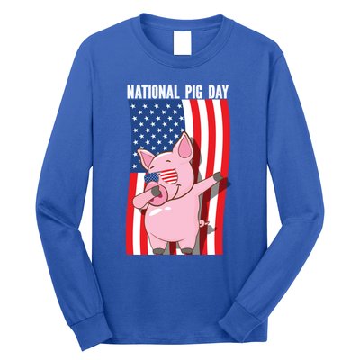 National Pig Day Dabbing Usa Flag Gift Long Sleeve Shirt