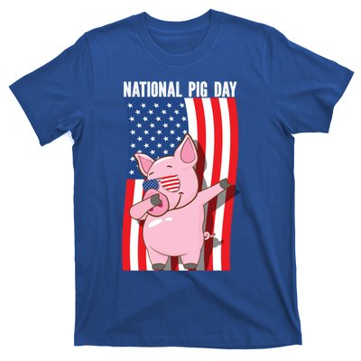 National Pig Day Dabbing Usa Flag Gift T-Shirt