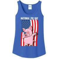 National Pig Day Dabbing Usa Flag Gift Ladies Essential Tank