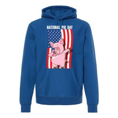 National Pig Day Dabbing Usa Flag Gift Premium Hoodie