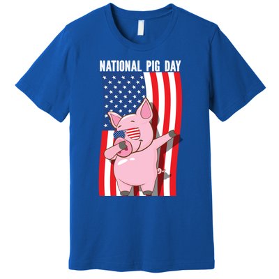 National Pig Day Dabbing Usa Flag Gift Premium T-Shirt