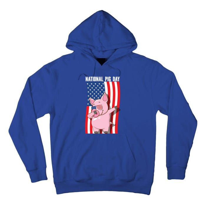 National Pig Day Dabbing Usa Flag Gift Tall Hoodie