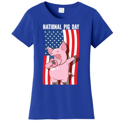 National Pig Day Dabbing Usa Flag Gift Women's T-Shirt