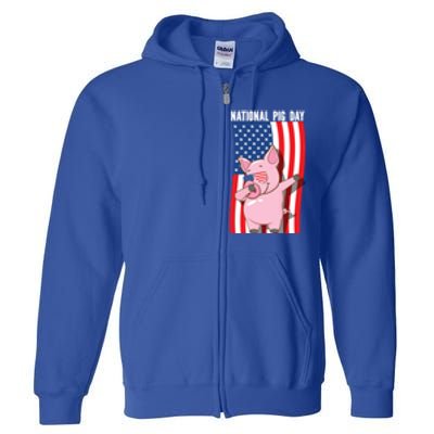 National Pig Day Dabbing Usa Flag Gift Full Zip Hoodie