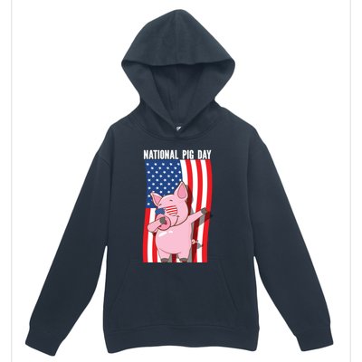 National Pig Day Dabbing Usa Flag Gift Urban Pullover Hoodie