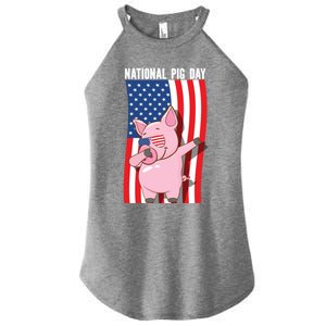 National Pig Day Dabbing Usa Flag Gift Women's Perfect Tri Rocker Tank