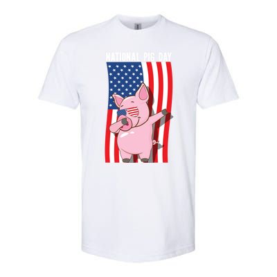 National Pig Day Dabbing Usa Flag Gift Softstyle CVC T-Shirt