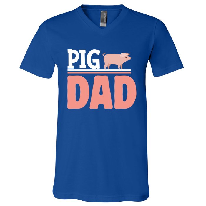 National Pig Day Pig Dad Gift V-Neck T-Shirt