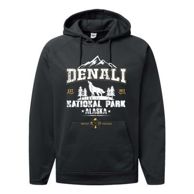 National Park Denali Alaska Performance Fleece Hoodie