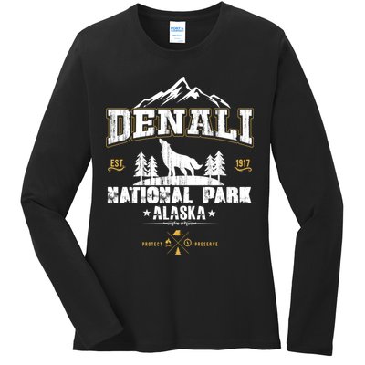 National Park Denali Alaska Ladies Long Sleeve Shirt