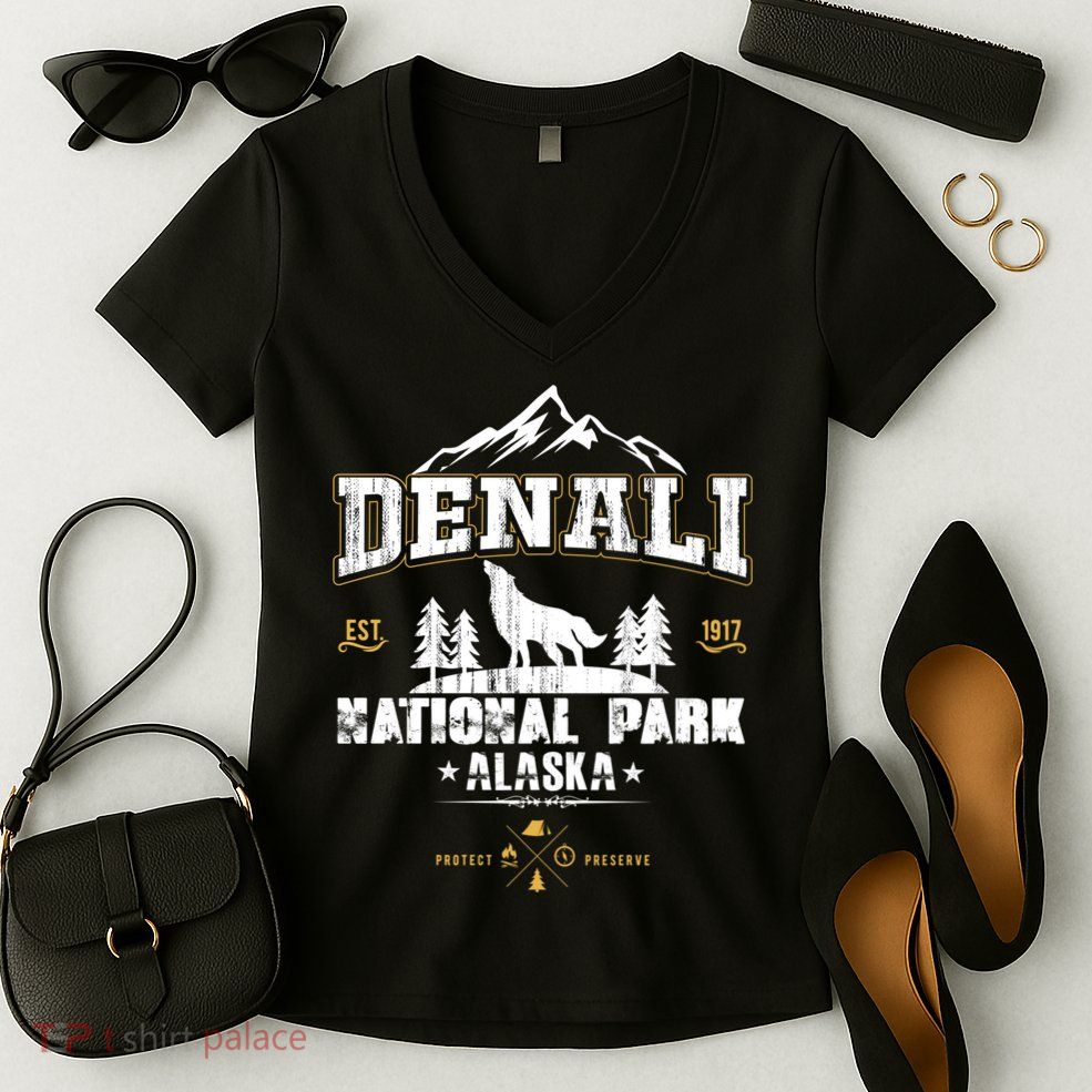 National Park Denali Alaska Women's V-Neck T-Shirt