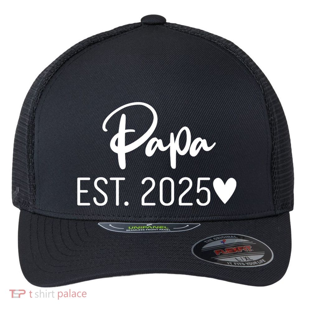 New Papa Est. 2025 Flexfit Unipanel Trucker Cap
