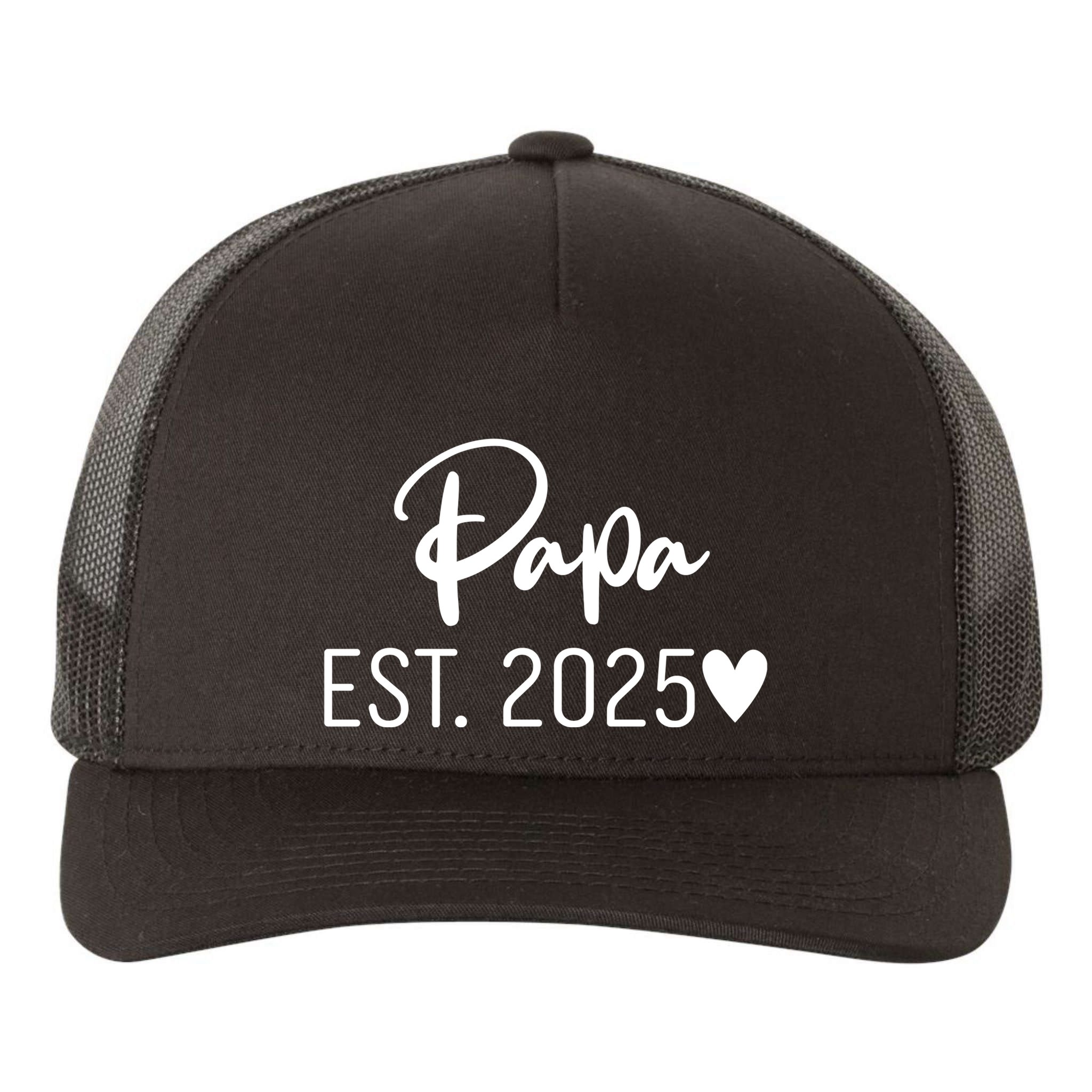 New Papa Est. 2025 Yupoong Adult 5-Panel Trucker Hat