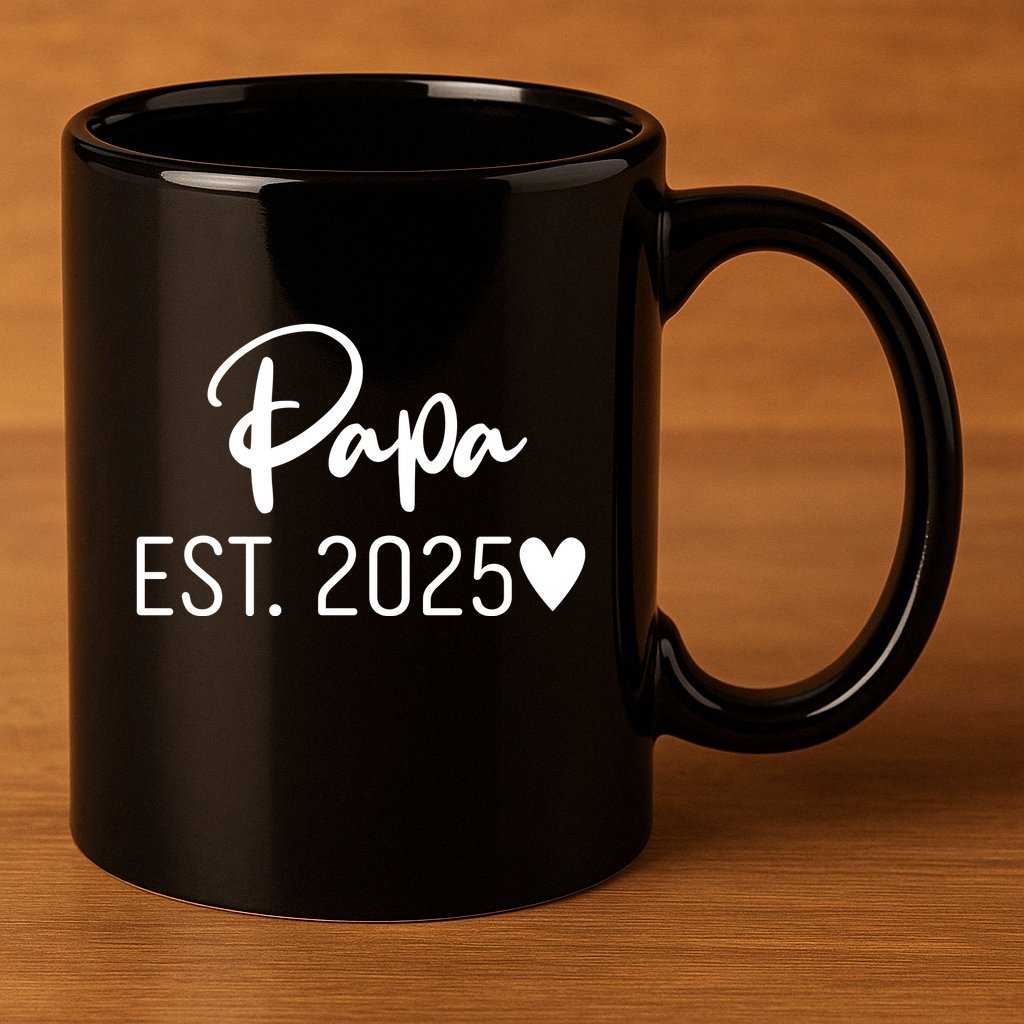 New Papa Est. 2025 11oz C Handle Ceramic Mug