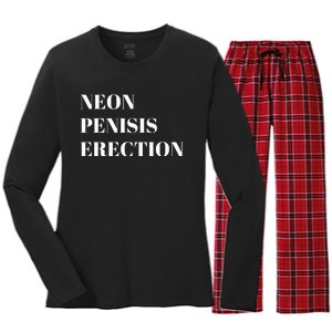 Neon Penisis Erection Women's Long Sleeve Flannel Pajama Set 