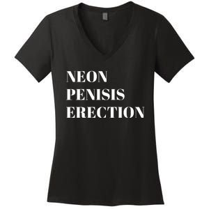 Neon Penisis Erection Women's V-Neck T-Shirt