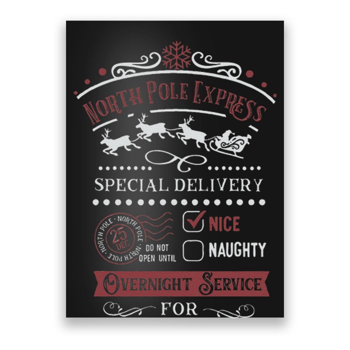 North Pole Express Overnight Service Christmas Poster