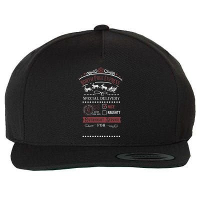 North Pole Express Overnight Service Christmas Wool Snapback Cap