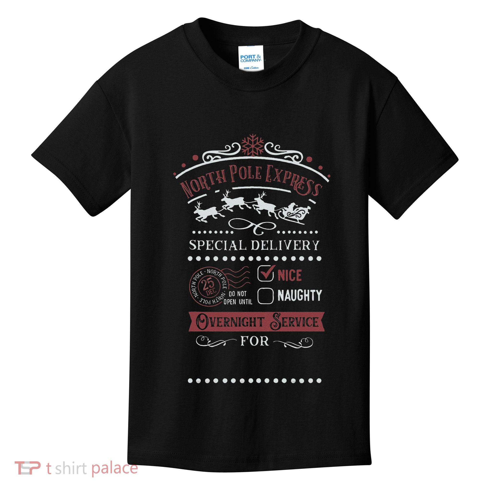 North Pole Express Overnight Service Christmas Kids T-Shirt