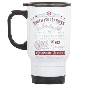 North Pole Express Overnight Service Christmas Stainless Steel Travel Mug