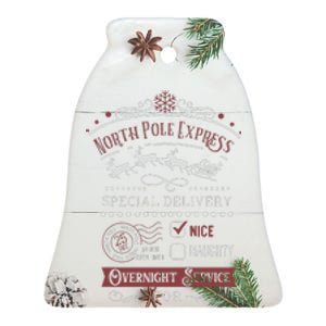 North Pole Express Overnight Service Christmas Ceramic Bell Ornament