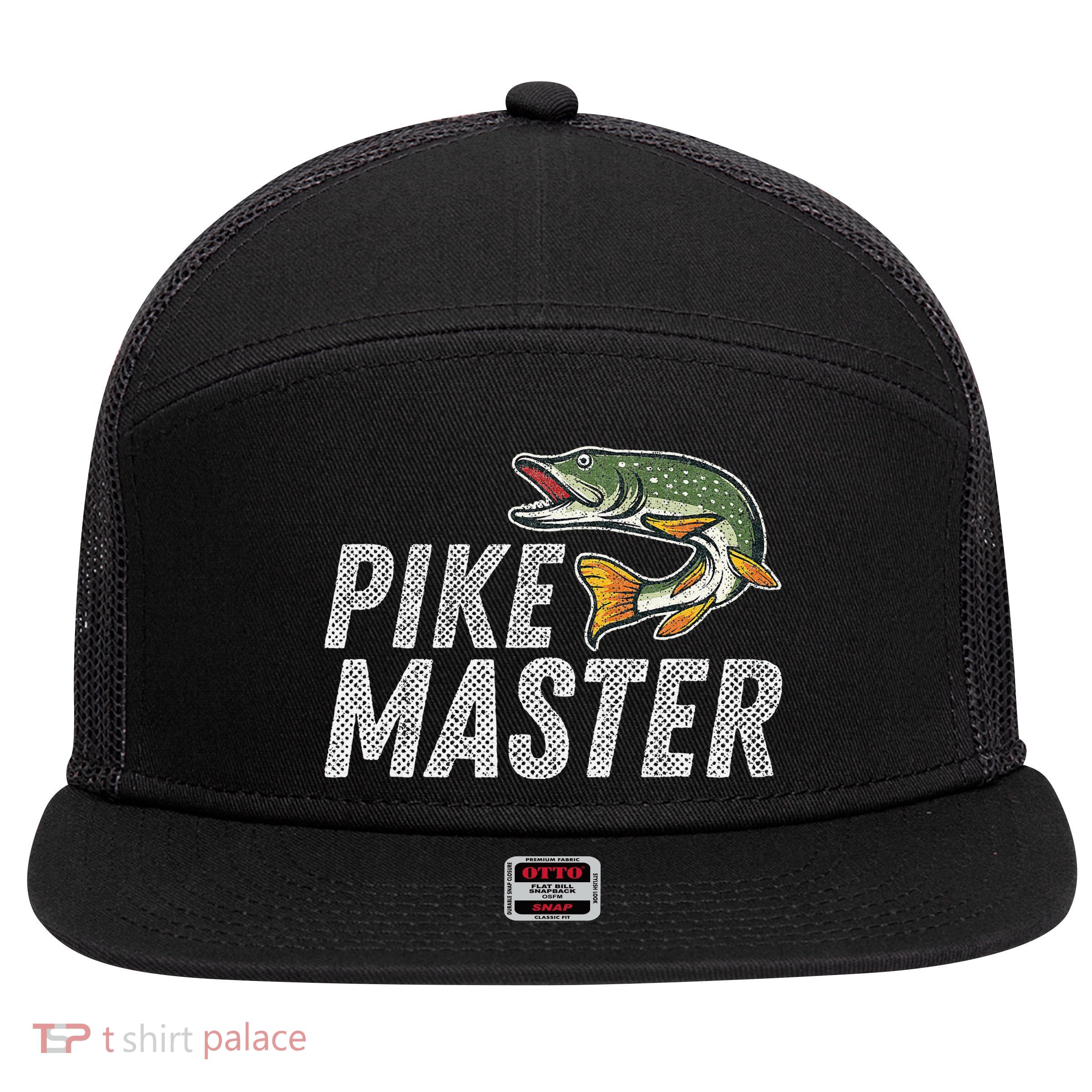 Northern Pike Fishing Gift Pike Master Fishing 7 Panel Mesh Trucker Snapback Hat