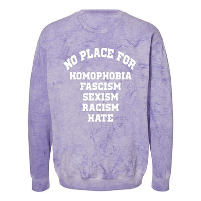 NO PLACE For Homophobia Fascism Sexism Racism Hate Colorblast Crewneck Sweatshirt