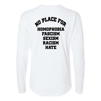 NO PLACE For Homophobia Fascism Sexism Racism Hate Womens Cotton Relaxed Long Sleeve T-Shirt