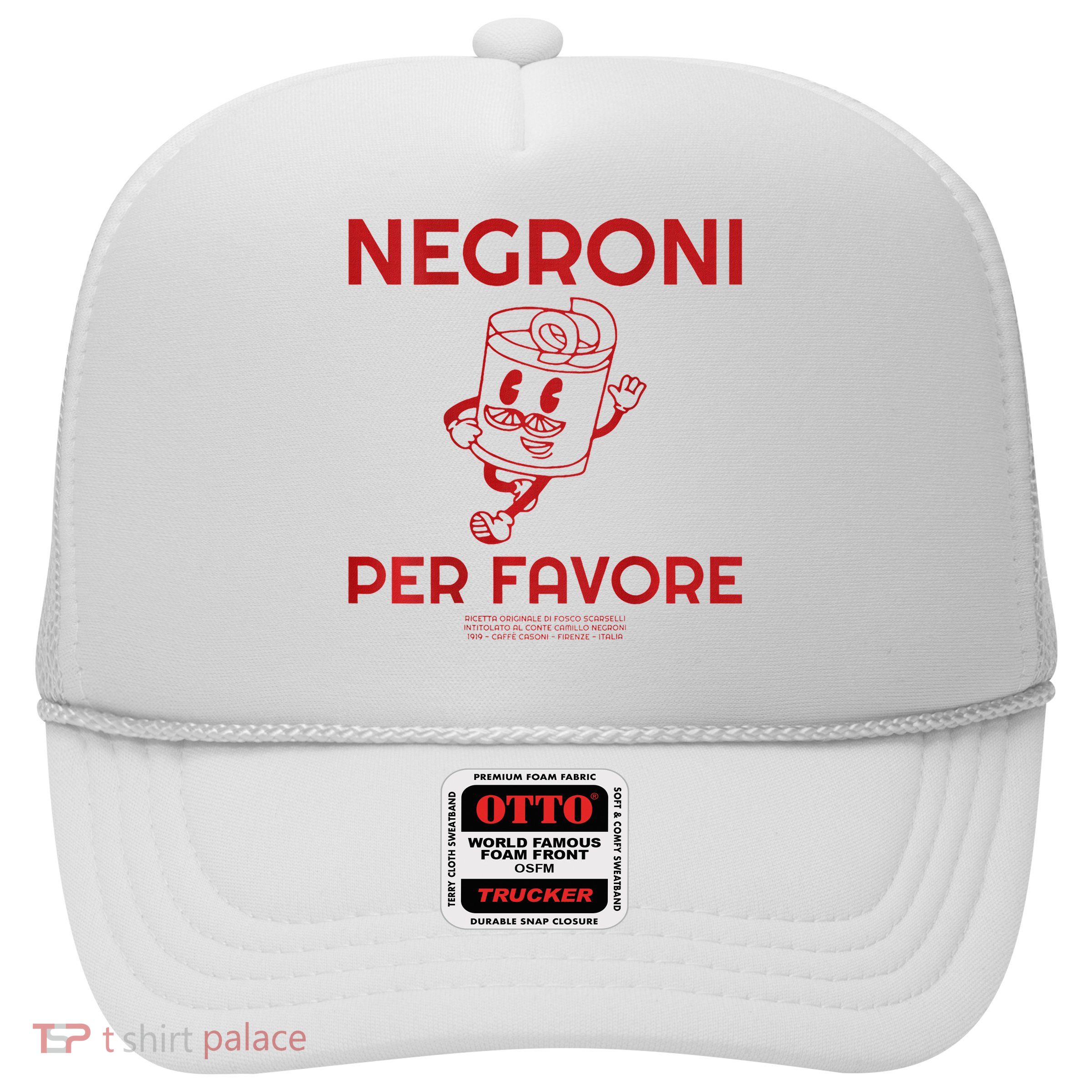 Negroni Per Favore (cocktail Back Print) Italiano Originale Trucker Hat