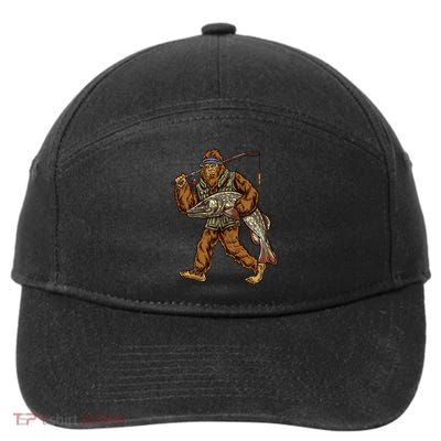 Northern Pike Fishing Bigfoot Hunting Fisher Cool Gift 7-Panel Snapback Hat
