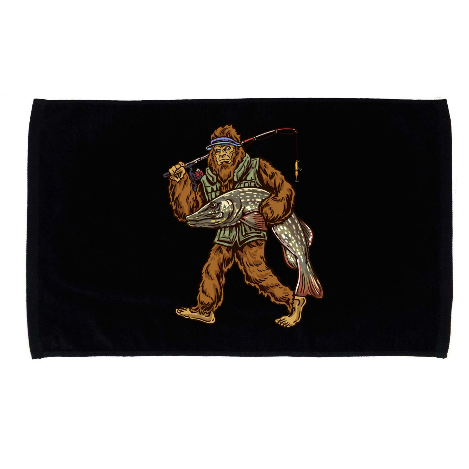 Northern Pike Fishing Bigfoot Hunting Fisher Cool Gift Microfiber Hand Towel