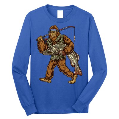 Northern Pike Fishing Bigfoot Hunting Fisher Cool Gift Long Sleeve Shirt