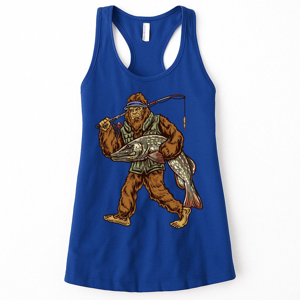 Northern Pike Fishing Bigfoot Hunting Fisher Cool Gift Womens Tank Top